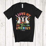 MacnyStore - Personalized I Love My 1st Grade Bunnies; Lovely Easter Egg Basket; Custom Name Student Teacher T-Shirt