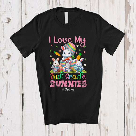 MacnyStore - Personalized I Love My 2nd Grade Bunnies; Lovely Easter Bunny Custom Name Teacher Teaching T-Shirt