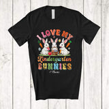 MacnyStore - Personalized I Love My Kindergarten Bunnies; Lovely Easter Egg Basket; Custom Name Student Teacher T-Shirt