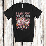 MacnyStore - Personalized I Love Pigs More Than People; Floral Mother's Day Leopard Custom Name Pig Farmer T-Shirt
