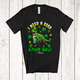 MacnyStore - Personalized I Need A Beer Rawr Now; Lovely St. Patrick's Day Custom Name T-Rex Drinking Beer T-Shirt
