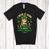 MacnyStore - Personalized I Need A Wine Right Meow; Lovely St. Patrick's Day Custom Name Cat Drinking Wine T-Shirt