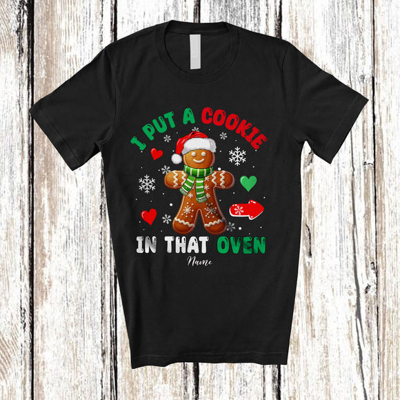 MacnyStore - Personalized I Put A Cookie In That Oven; Amusing Christmas Pregnancy Custom Name Gingerbread T-Shirt