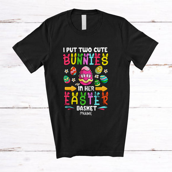 MacnyStore - Personalized I Put Two Cute Bunnies In Her Easter Basket; Lovely Pregnancy Custom Name Family T-Shirt