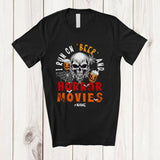 MacnyStore - Personalized I Run On Beer Horror Movies; Scary Halloween Custom Name Skull Drunker Drinking T-Shirt