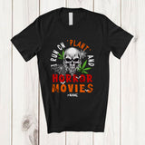 MacnyStore - Personalized I Run On Plant Horror Movies; Scary Halloween Custom Name Skull Stoner Family T-Shirt