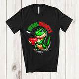MacnyStore - Personalized I Steal Hearts; Amazing Valentine T-Rex Holding Heart; Custom Name Boys Couple T-Shirt
