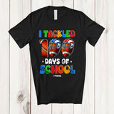 MacnyStore - Personalized I Tackled 100 Days Of School; Amazing 100th Day Football; Custom Name Player T-Shirt