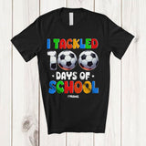MacnyStore - Personalized I Tackled 100 Days Of School; Amazing 100th Day Soccer; Custom Name Player T-Shirt