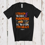 MacnyStore - Personalized I Teach The Cutest Pumpkins 4th Grade; Amusing Custom Name Teacher Halloween T-Shirt