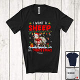 MacnyStore - Personalized I Want A Sheep For Christmas; Lovely Santa Sheep Custom Name Farmer; Family Group T-Shirt