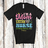 MacnyStore - Personalized I'm A Mom And A Nurse; Amazing Mother's Day Leopard Heart; Custom Name Family T-Shirt
