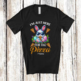MacnyStore - Personalized I'm Just Here For The Pizza; Lovely Easter Custom Name Bunny Pizza; Family T-Shirt