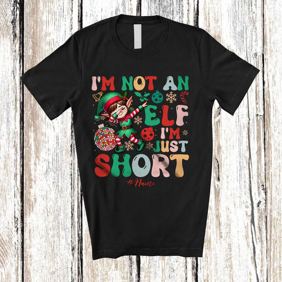 MacnyStore - Personalized I'm Not An Elf I'm Just Short; Amusing Christmas Custom Name Girl Dabbing Elf T-Shirt