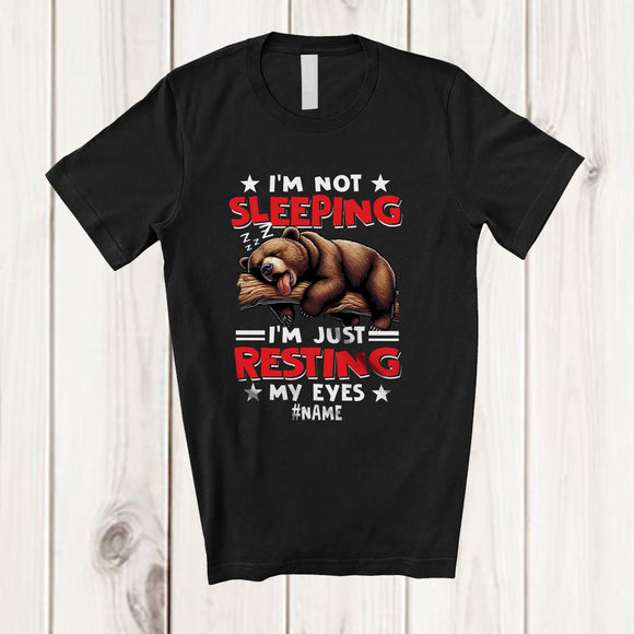 MacnyStore - Personalized I'm Not Sleeping I'm Just Resting My Eyes; Humorous Father's Day Sleeping Bear T-Shirt