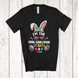 MacnyStore - Personalized I'm The Cool Librarian Bunny; Lovely Easter Leopard Glasses; Custom Name Family T-Shirt