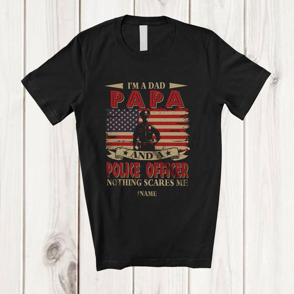 MacnyStore - Personalized I'm a Dad Papa Police Officer; Amazing Father's Day Custom Name Police Officer Family T-Shirt
