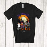 MacnyStore - Personalized Inclusion Isn't Scary; Creepy Halloween Moon Custom Name SLP Sped Teacher T-Shirt