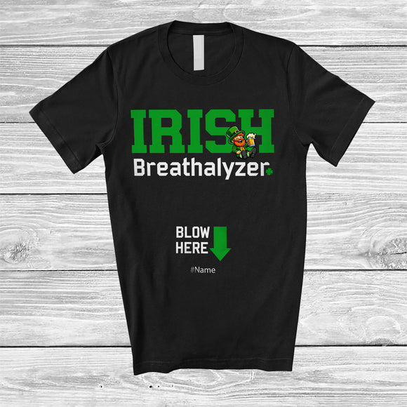 MacnyStore - Personalized Irish Breathalyzer; Joyful St. Patrick's Day Pub; Custom Name Drinking Leprechaun T-Shirt
