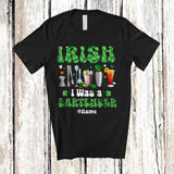 MacnyStore - Personalized Irish I Was A Bartender; Joyful St. Patrick's Day Shamrocks; Custom Name Job T-Shirt