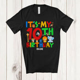 MacnyStore - Personalized It's My 10th Birthday; Adorable 10 Years Old Wild Animal; Custom Name Boy Family T-Shirt
