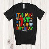 MacnyStore - Personalized It's My 1st Birthday; Adorable 1 Years Old Wild Animal; Custom Name Boy Family T-Shirt