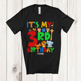 MacnyStore - Personalized It's My 3rd Birthday; Adorable 3 Years Old Wild Animal; Custom Name Boy Family T-Shirt
