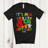 MacnyStore - Personalized It's My 8th Birthday; Adorable 8 Years Old Wild Animal; Custom Name Boy Family T-Shirt
