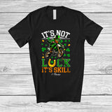 MacnyStore - Personalized It's Not Luck It's Skill; Joyful St. Patrick's Day Custom Name Dirt Bike Rider Leprechaun T-Shirt