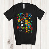 MacnyStore - Personalized It's Ok To Be Different; Lovely Autism Awareness Custom Name Puzzle Giraffe T-Shirt