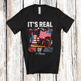 MacnyStore - Personalized It's Real 4th of July; Amusing Custom Name Baseball Tools Player US Flag; Patriotic T-Shirt