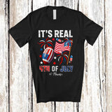 MacnyStore - Personalized It's Real 4th of July; Amusing Custom Name Football Tools Player US Flag; Patriotic T-Shirt