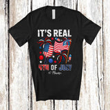 MacnyStore - Personalized It's Real 4th of July; Amusing Custom Name Pickleball Tools Player US Flag; Patriotic T-Shirt