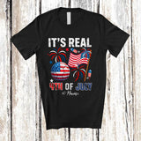 MacnyStore - Personalized It's Real 4th of July; Amusing Custom Name Soccer Tools Player US Flag; Patriotic T-Shirt
