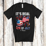 MacnyStore - Personalized It's Real 4th of July; Amusing Custom Name Volleyball Tools Player US Flag; Patriotic T-Shirt