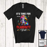 MacnyStore - Personalized It's Time For Clarinet Y'all; Lovely Unicorn Playing Clarinet; Custom Name Player T-Shirt