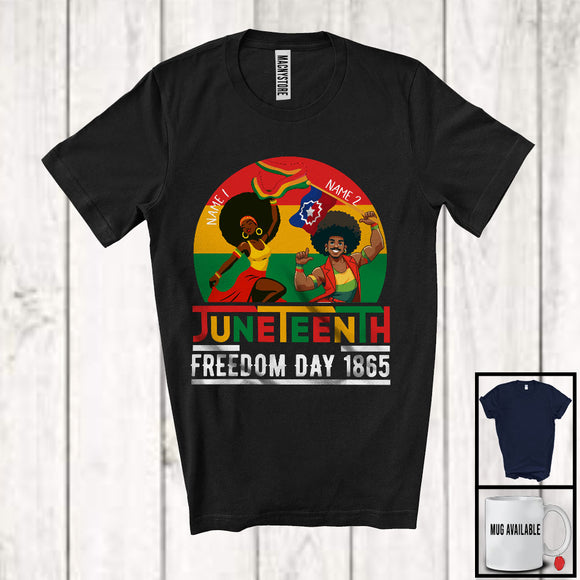 MacnyStore - Personalized Juneteenth Freedom Day 1865, Joyful Custom Name Black Men Women, Proud Afro T-Shirt