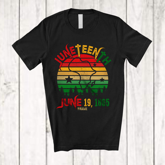 MacnyStore - Personalized Juneteenth June 19th 1865; Awesome Custom Name Black Afro; Freedom Day African T-Shirt