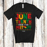 MacnyStore - Personalized Juneteenth Know Your History; Proud Custom Name Anti 4th Of July African Afro T-Shirt