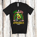 MacnyStore - Personalized Just A Girl Who Loves Avocados; Cheerful Leoard Plaid Rainbow Dabbing Avocado Lover T-Shirt