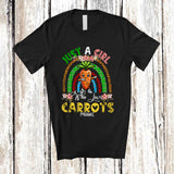 MacnyStore - Personalized Just A Girl Who Loves Carrots; Cheerful Leoard Plaid Rainbow Dabbing Carrot Lover T-Shirt