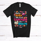 MacnyStore - Personalized Just A Girl Who Loves Flamingos Sheeps; Floral Custom Name Farmer; Flowers Farm T-Shirt