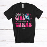 MacnyStore - Personalized Just A Girl Who Loves Tunas; Lovely Custom Name Girl Women Tuna T-Shirt