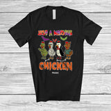 MacnyStore - Personalized Just A Monster Chicken; Lovely Halloween Zombie Mummy Chicken; Custom Name Farmer T-Shirt