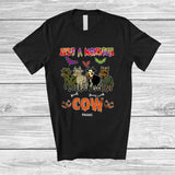 MacnyStore - Personalized Just A Monster Cow; Lovely Halloween Zombie Mummy Cow; Custom Name Farmer T-Shirt