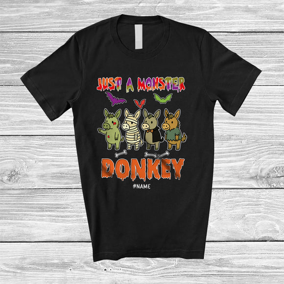 MacnyStore - Personalized Just A Monster Donkey; Lovely Halloween Zombie Mummy Donkey; Custom Name Farmer T-Shirt