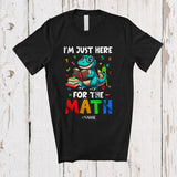 MacnyStore - Personalized Just Here For The Math; Adorable T-Rex Counting Number; Custom Name Students T-Shirt