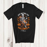 MacnyStore - Personalized Just Waiting For Halloween; Humorous Custom Name Skeleton Coffee Pumpkin T-Shirt
