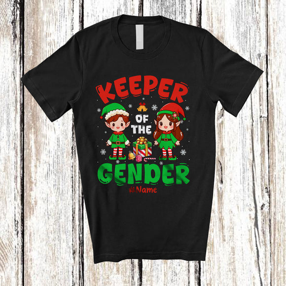 MacnyStore - Personalized Keeper Of The Gender; Amazing Christmas Custom Name Boy Girl Elf; Gender Reveal Family T-Shirt