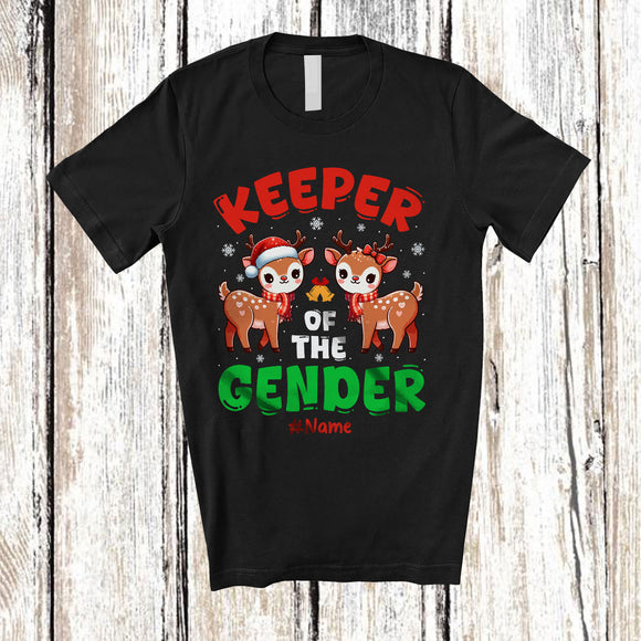 MacnyStore - Personalized Keeper Of The Gender; Amazing Christmas Custom Name Two Reindeers; Gender Reveal T-Shirt
